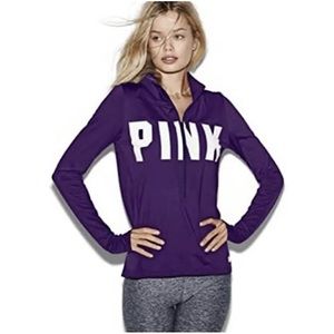 2🍒/$36~PINK Ultimate Pullover 1/2 Zip Purple Performance Track Top NWOT~Small